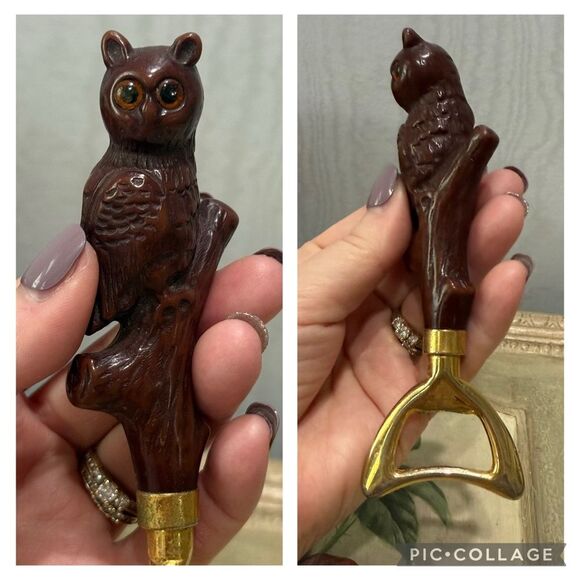 Vintage 70s Look Groovy Owl Figurine Brass Bottle Opener Adorable - Picture 16 of 16